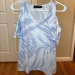 Open shoulder  flutter sleeve summer blouse